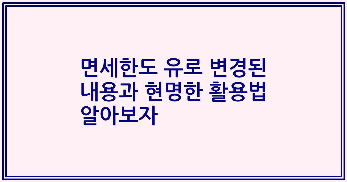 면세한도 유로 변경된 내용과 현명한 활용법 알아보자