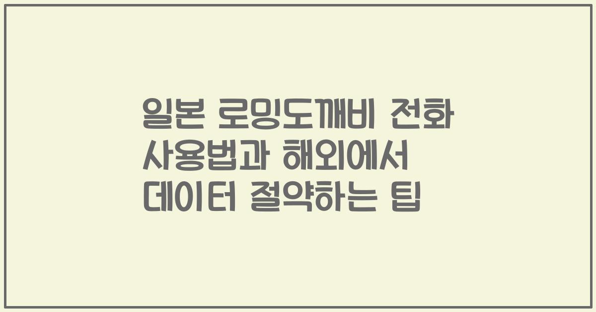 일본 로밍도깨비 전화 사용법과 해외에서 데이터 절약하는 팁