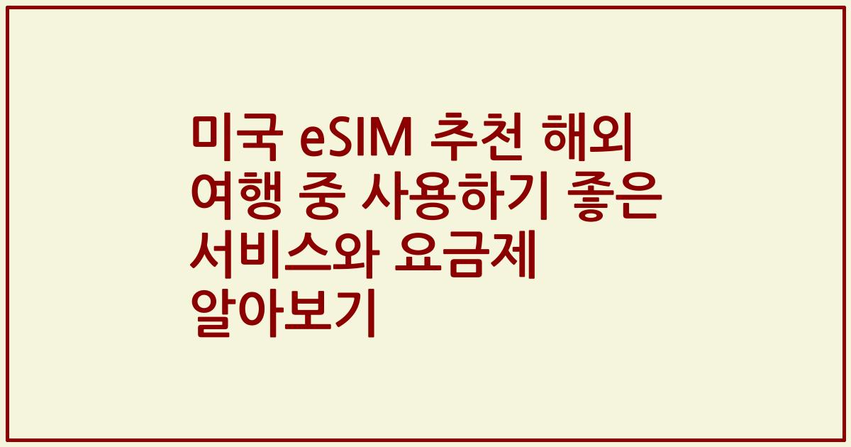 미국 eSIM 추천 해외 여행 중 사용하기 좋은 서비스와 요금제 알아보기