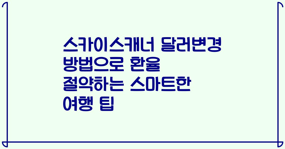스카이스캐너 달러변경 방법으로 환율 절약하는 스마트한 여행 팁